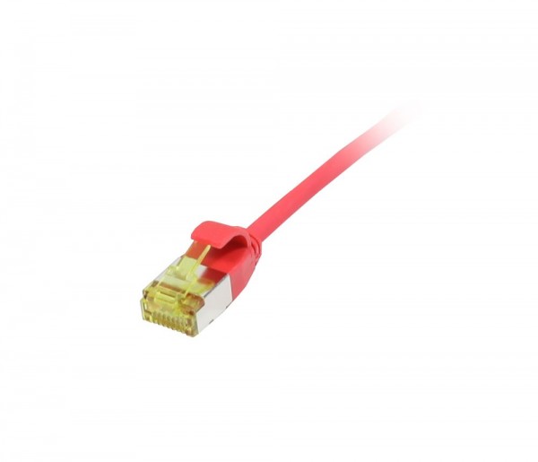 Patchkabel RJ45, CAT6A 500Mhz, 0.15m, rot, U/FTP, slimline rund d=3,8mm, TPE/LSZH(Superflex), AWG32, mit CAT7 Rohkabel, Synergy 21