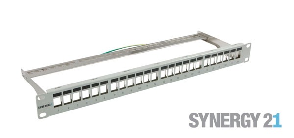 Patch Panel 24xTP-TP(Kupplung),CAT6A, incl.Keystone, 19&quot;, 1HE(t152mm), Lichtgrau, Synergy 21,