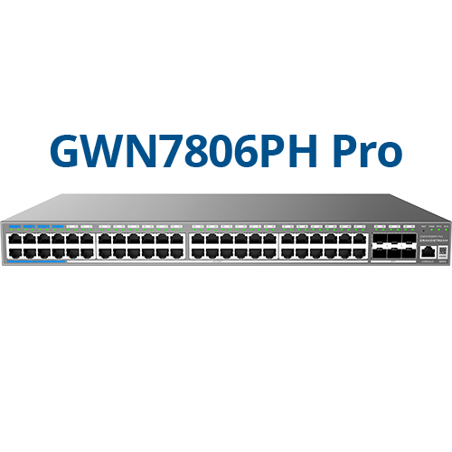 Grandstream GWN7806PH PRO ? Enterprise Layer 2++ Managed Switch ? 48× Gigabit RJ45 (PoE/PoE+) + 6× Gigabit SFP+