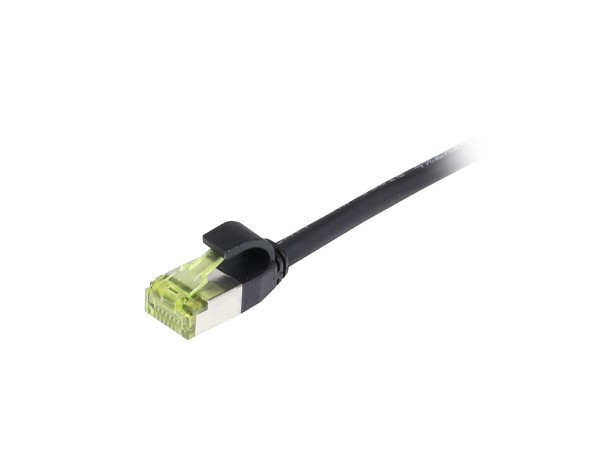 Patchkabel RJ45, CAT6A 500Mhz, 3m, schwarz, S/FTP, slimline rund d=4,5mm, TPE/LSZH(Superflex), AWG28, mit CAT7 Rohkabel, Synergy 21