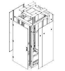 Triton 19"Schrank Flat-Pack, Front/Rückrahmen B800mm, 42HE, Rahmen mit Tür(1-teilig Glas), schwarz, bis 800KG, zerlegt,