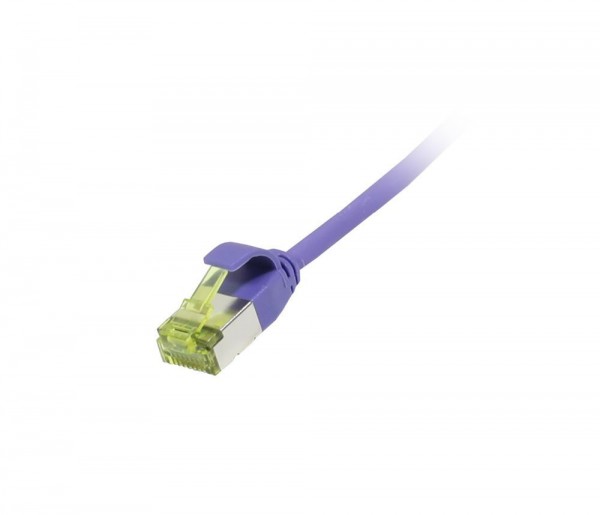Patchkabel RJ45, CAT6A 500Mhz, 1.0m, lila, U/FTP, slimline rund d=3,8mm, TPE/LSZH(Superflex), AWG32, mit CAT7 Rohkabel, Synergy 21