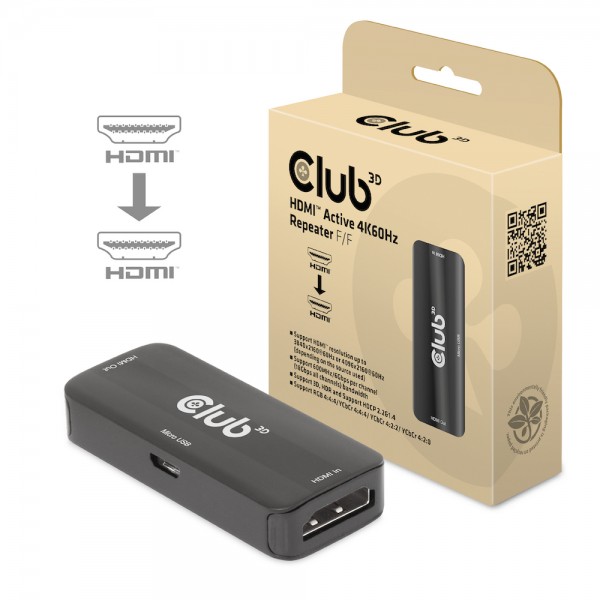 Adapter HDMI =&gt; HDMI *Club3D* 4K60Hz aktiv