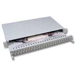 LWL-Patchpanel Spleisbox,19&quot;, 24xST, 9/125um, ausziehbar,