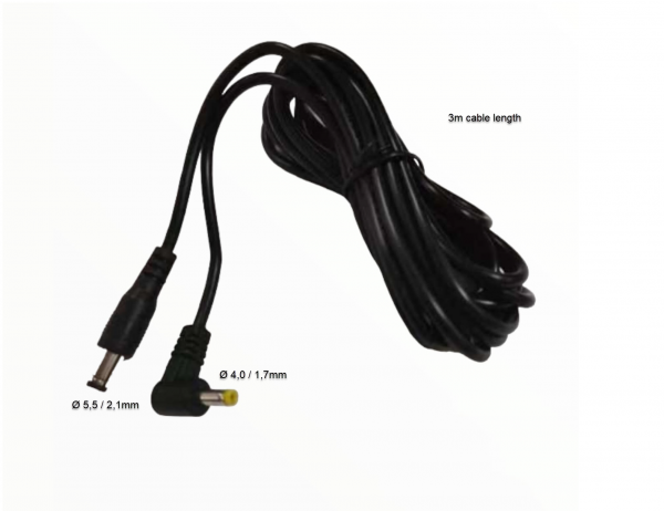ALLNET Bloc d?alimentation de rechange zbh. Rallonge DC 5,5mm x 2,1mm mâle--&gt;DC mâle 4,0mm x 1,7mm, longueur 3m