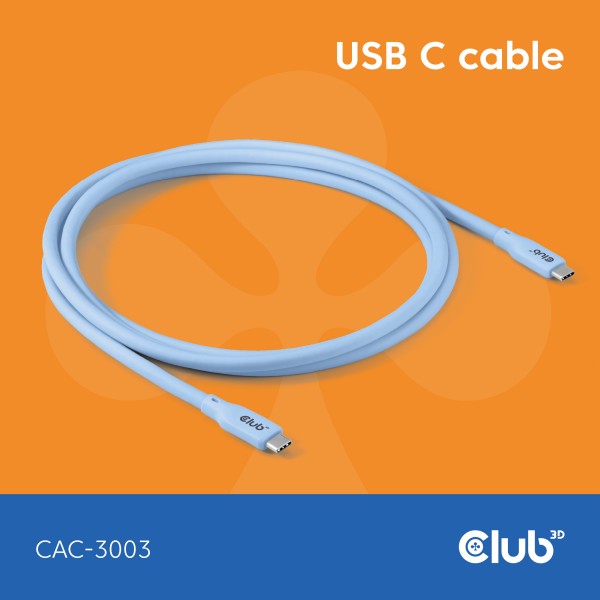 Kabel USB 4.0 C (St) =&gt; C (St) 2,0m *Club3D* - LIFESTYLE *blau*