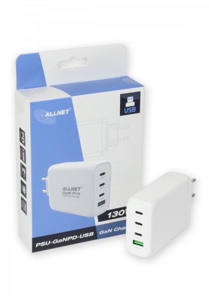 ALLNET Ersatznetzteil QC USB-C PD GaN Netzteil Power Supply 60 Watt 2x USB Typ-A QC, 1x USB Typ-C**EU PLUG**