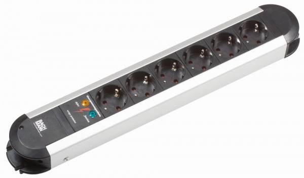 Bachmann Tischsteckdose, 6xDosen(CEE7)-&gt;Stecker(CEE7), ÜSS, 2m, PRIMO,