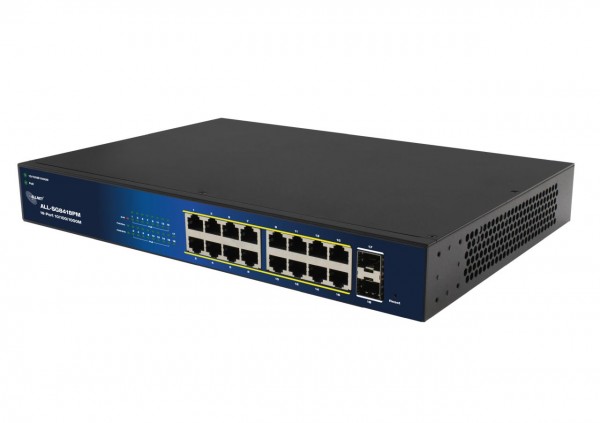 ALLNET Switch smart managed 16 Port Gigabit 240W / 16x PoE+ / 2x SFP / Lüfterlos / 19&quot; / &quot;ALL-SG8418PM&quot;
