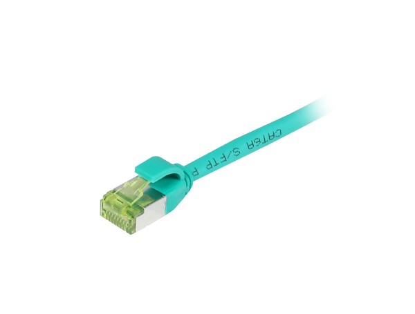 Patchkabel RJ45, CAT6A 500Mhz, 2m, grün, S/FTP, slimline rund d=4,5mm, TPE/LSZH(Superflex), AWG28, mit CAT7 Rohkabel, Synergy 21