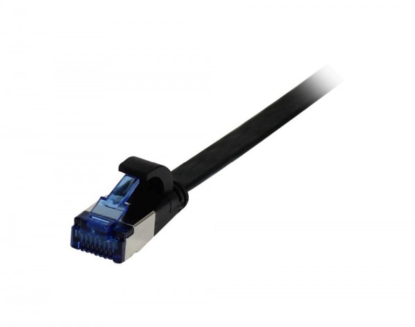 Patchkabel RJ45, CAT6A 500Mhz, 10m, schwarz, U/FTP, flach, TPE(Superflex), AWG32, Synergy 21