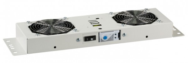 Wandgehäuse 19", zbh. 2-fach Lüftereinheit für Wandgehäuse-Serien 1-TEILIG/2-TEILIG, FLAT PACK, IP55 und BASIC, RAL7035
