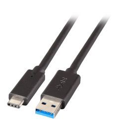 Kabel USB, C(St) => A(St), 0.5m, USB3.2, schwarz, 5G/3A, Gen.1,