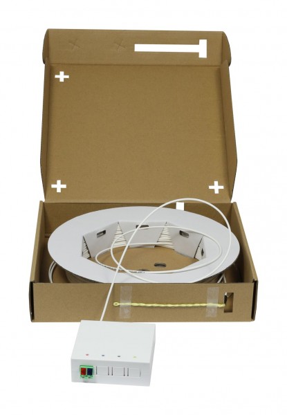 LWL-FTTH Compact Box vorkonfektioniert, 2xLC/APC -&gt; open End, 60m, 9/125u, G.657.A2, 2-Faser, OD=2.2mm, Synergy 21