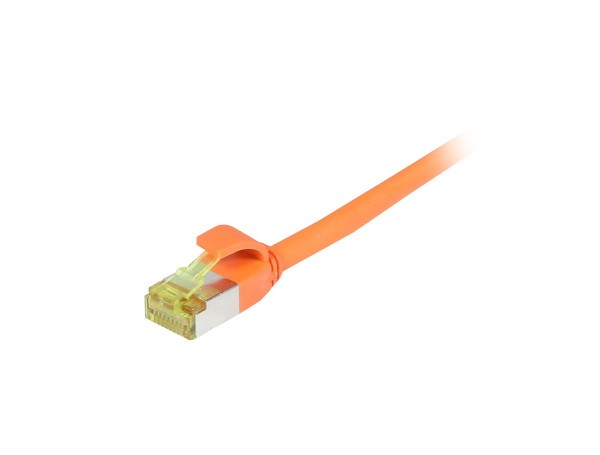 Patchkabel RJ45, CAT6A 500Mhz, 0.25m, orange, S/FTP, slimline rund d=4,5mm, TPE/LSZH(Superflex), AWG28, mit CAT7 Rohkabel, Synergy 21