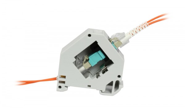 Keystone,Modulträger, DIN Rail, incl. LWL-Kupplung LC multi-Mode 50u OM4, Hutschienenadapter, Synergy 21,