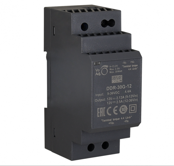 ALLNET Alimentation de rechange/Convertisseur de tension 12V/2,5A IN : 9~36VDC -&gt; OUT : 9~13.2V DC/DC Convertisseur Mean Well rail DIN