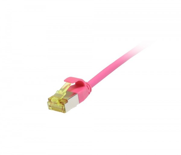 Patchkabel RJ45, CAT6A 500Mhz, 5m, magenta, U/FTP, slimline rund d=3,8mm, TPE/LSZH(Superflex), AWG32, mit CAT7 Rohkabel, Synergy 21