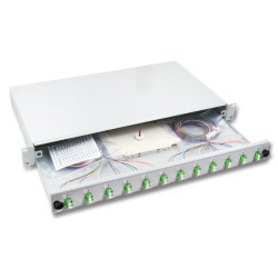 LWL-Patchpanel Spleisbox,19&quot;, 6xLC-Duplex, 50/125um, OM5, ausziehbar