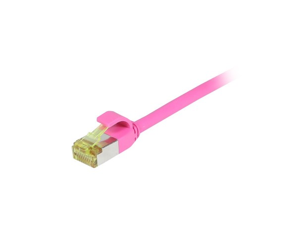 Patchkabel RJ45, CAT6A 500Mhz,10m, magenta, S/FTP, slimline rund d=4,5mm, TPE/LSZH(Superflex), AWG28, mit CAT7 Rohkabel, Synergy 21